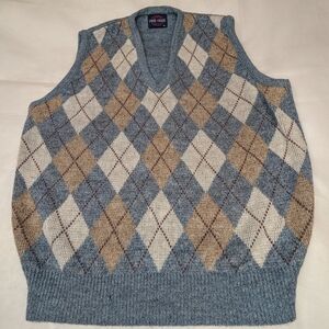 Vintage Pine State Argyle Wool Blend Sweater Vest